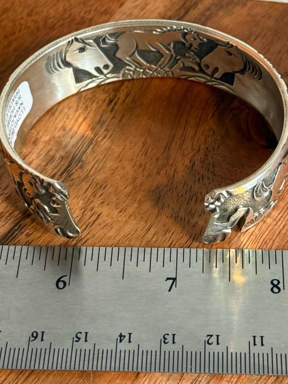 Lloyd Becenti Navajo Handmade Storyteller Horse Bracelet Cuff - Picture 10 of 14